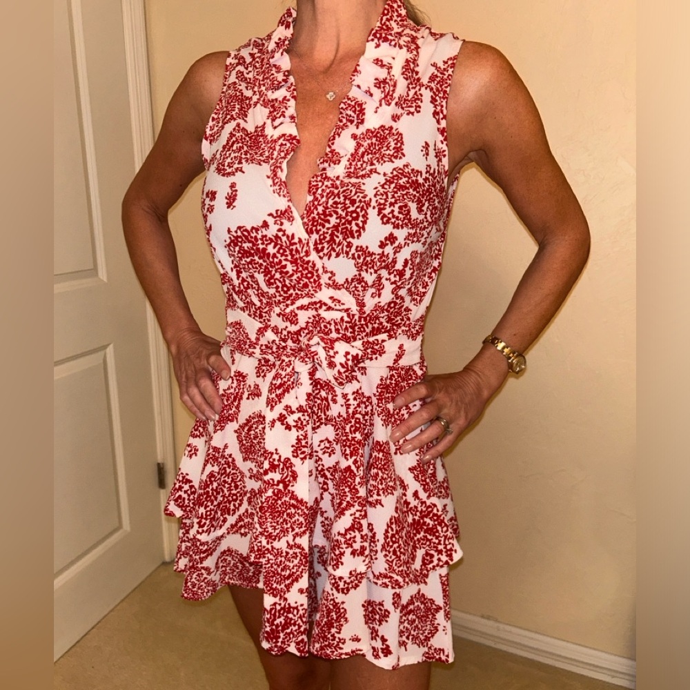 Red and White Romper